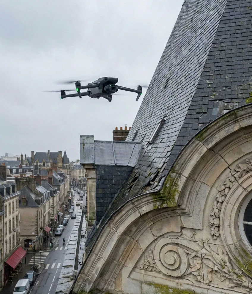 Ocena stanu dachu budynku dronem bez rusztowań